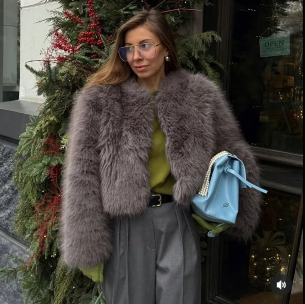 ZARA CROPPED FAUX FUR JACKET Size XS and S